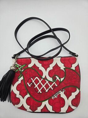 Brighton Love Dove Red Crossbody Pouch Purse Heart Bird Tassel Holiday Bag